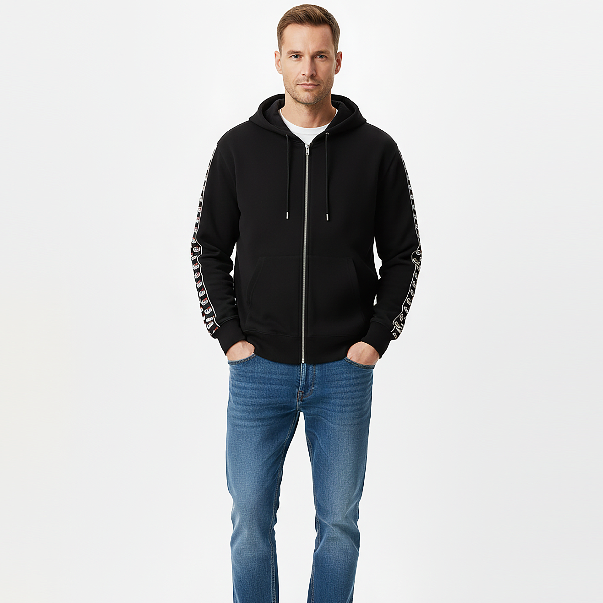 GG ARM STRIPE ZIP HOODIE